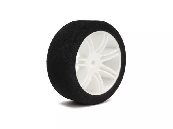 Moosgummi-Reifen Härte 40 auf Felgen weiß hinten 66mm (2) HOTRACE 1/10 Verbrenner-Onroad